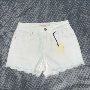 Statement NWT! White Scalloped Mini Short Size 25